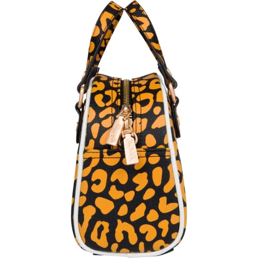 Von Dutch Orange/Apricot Crushblack Cheetah Small Bowling Bag/Purse/Hand Bag NEW - Picture 4 of 11